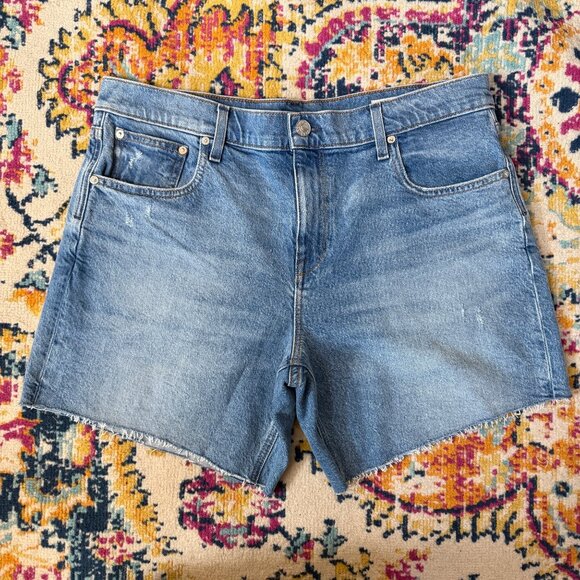AYR The Day Off Denim Jean Shorts Mom's Pool Womens Size 31 Frayed Hem Stretch - Picture 3 of 10